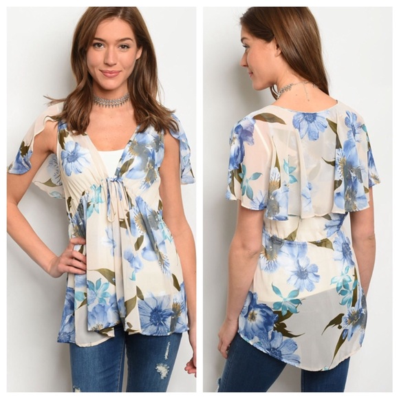 Floral Flutter Sleeve Top - Picture 6 of 6